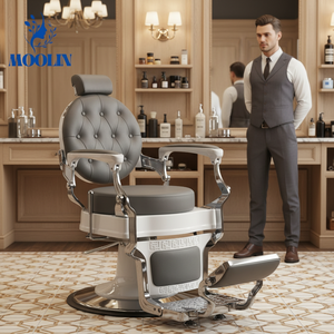 Moolin Chaise de Barbier Professionnelle Hydraulique Inclinable de Luxe Dorée Robuste pour Hommes – Mobilier de Salon de Coiffure - Product Image 1