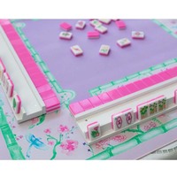 160pcs Ubin Mahjong Akrilik Kustom Motif Kucing Leopard Lucu Set Permainan Mewah untuk Hadiah Pesta