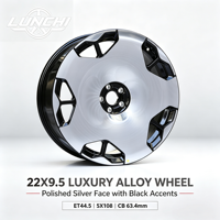Velg Aluminium Tempa 22 Inci untuk ZEEKR 9X, Pelek Kustom OEM, Aluminium 6061 T6, Permukaan Poles, Hitam Gloss, Tepi Dipoles