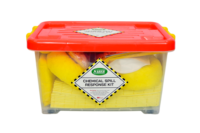 Kit de réaction aux déversements chimiques industriel SABER 30 litres avec boîte transparente, kit de réponse aux déversements chimiques haute capacité avec boîte transparente