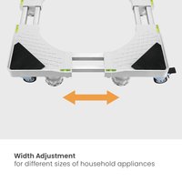 Support mobile réglable en largeur pour machine à laver WMS08-4 avec roulettes verrouillables et pieds de nivellement pour sèche-linge et réfrigérateur