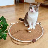 Arbre à chat en corde de coton tressée, résistant à l'usure, sans peluches, écologique, durable, 1 niveau, avec jouet balle pour animaux de compagnie, toutes saisons