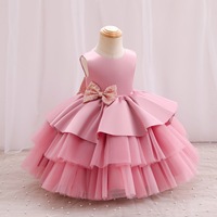 Vente en gros de robe de princesse d'été en satin pour filles robe florale de banquet et de mariage pompadour de gâteau de fantaisie