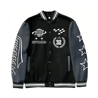 Veste bomber décontractée pour homme personnalisée avec pulvérisation arc-en-ciel, avec patch brodé, ODM/OEM, style streetwear, vestes de baseball universitaires pour hommes