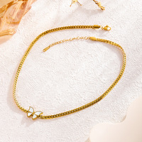 2025 bijoux de charme en acier inoxydable coquille papillon en forme de collier Bracelet boucles d'oreilles ensemble de bijoux pour femmes plaqué or 18 carats