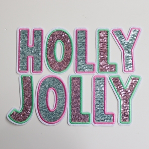 Holly Jolly thêu các bản vá lỗi vui vẻ sáng giáng sinh số lượng lớn sắt-on biểu tượng tùy chỉnh máy các bản vá lỗi cho váy mũ hoa vải - Product Image 2