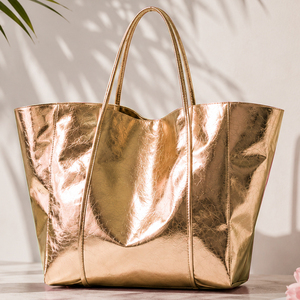 Borsa da Spiaggia Grande di Lusso OEM per Donna, Finitura Metallizzata, Impermeabile, con Logo e Motivo Personalizzabili - Product Image 4