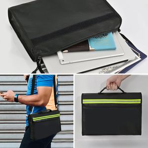 Sac de rangement multifonctionnel grande capacité en fibre de verre et silicone ignifuge, étanche, pour documents et argent, type coffre-fort portefeuille - Product Image 5