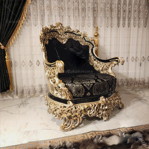 Antique Đen Vàng Châu Phi Hoàng Gia Gỗ Khắc <span class=keywords><strong>Sofa</strong></span> Đồ Nội Thất <span class=keywords><strong>Sofa</strong></span> Đặt Sang Trọng Phòng Khách Thổ Nhĩ Kỳ - Product Image 2