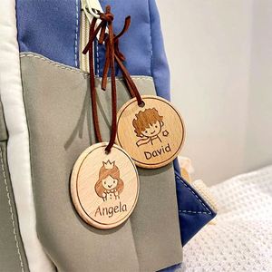 Custom Logo Beech Wooden Pendant Labels Token Personalized <b>Name</b> <b>Tag</b> String-Anti-loss for Backpacks Water Bottles Promotion Gift - Product Image 1