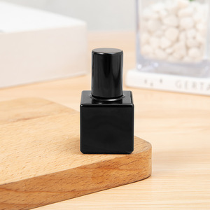 Botellas vacías de esmalte de uñas de Gel UV de vidrio de 6ml y 15ml de color negro mate con tapas de plástico, sellado de cuello engarzado, Cuadrado redondo de 15ml con cepillo - Product Image 4