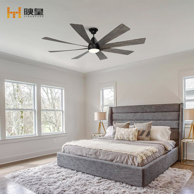 New Design 8 Wood Color ABS Blades Luxury Decorative DC Motor 3CCT LED Eye protection Light Source Ceiling Fan With Light