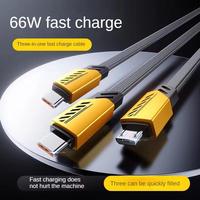 240W 3-in-2 Geflochtenes Nylon USB-Schnellladekabel USB-A auf Typ C USB-A auf Micro 3.0 Datenkabel 3-in-1 Flaches Datenkabel