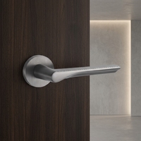 Poignée de porte à levier silencieuse en alliage de zinc chromé noir pour intérieur, vente en gros d'usine