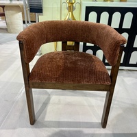 Chaises de salle à manger en bois de caoutchouc avec cadre en tissu bouclé de luxe et tissu en polyester recyclé David