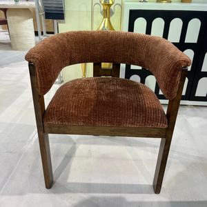 Chaises de salle à manger en bois de caoutchouc avec cadre en tissu bouclé de luxe et tissu en polyester recyclé David - Product Image 2