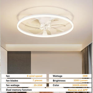 Modern <b>Bedroom</b> 7-Blade Ceiling <b>Fan</b> with 3-Color LED Light (3000K/4000K/6500K) 6-Speed DC Motor Acrylic Body Remote & APP Control - Product Image 6