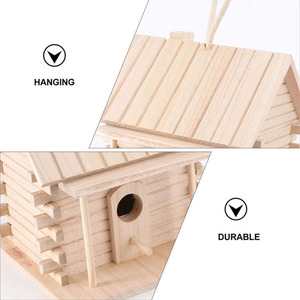 Wooden Birdhouse Paulownia Wood Handmade <b>Hanging</b> Ornament Traditional Rectangle <b>Garden</b> Decoration - Product Image 2