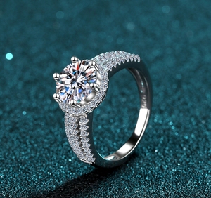 Mode femmes bijoux bague 925 Moissanite bague en argent Sterling mariage fiançailles 2CT Moissanite bague - Product Image 4