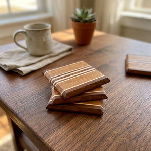 Posavasos de Madera de Nogal y Acacia de 10 mm de Grosor, Ecológicos y de Lujo, con Soporte de Hierro para Café, Venta al Por Mayor - Product Image 5