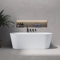 Baignoire autoportante en résine composite de pierre, aspect marbre artificiel mat, 160 cm, pour hôtels