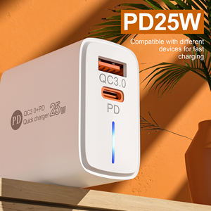 محول طاقة هاتف USB A + C 25 واط لنا قابس EU Type-C شحن فائق السرعة متعدد الوظائف شاحن جداري للسفر مع علبة طرد - Product Image 3