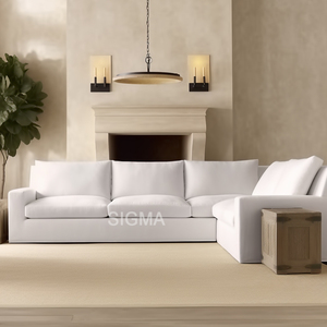 Sofá Seccional de Tela Tapizado de Estilo Nórdico de Lujo para Sala de Estar, Decoración Moderna para el Hogar con Diseño Modular Cómodo en Beige - Product Image 6