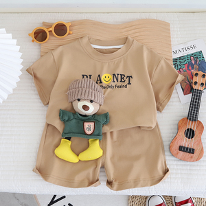 Bộ quần áo hè bé trai bán chạy, thiết kế hoạt hình, áo ngắn tay, quần short, thời trang trẻ em - Product Image 5