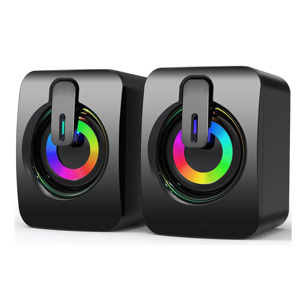 Alto-falante usb com fio para jogos, alto-falante com fio rgb para jogos em computador portátil e pc