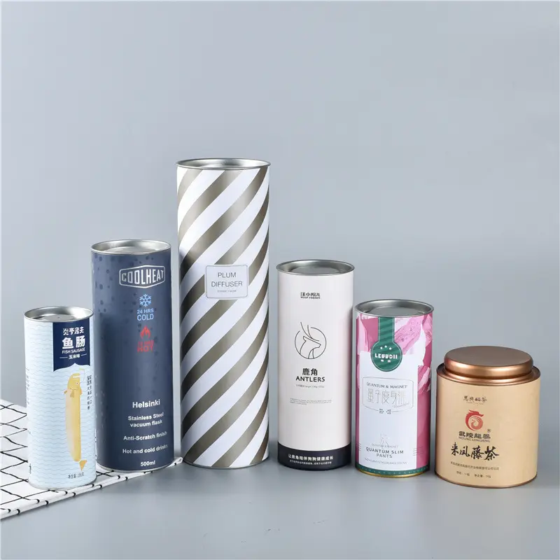 Boîte de papier cosmétique biodégradable avec logo personnalisé Tubes en carton avec brosse kraft Emballage en tube de carton avec couvercle en étain