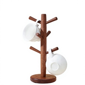 Wooden Mug Holder Stand Single Tier Minimalist Design Kitchen Tableware Storage <b>Rack</b> for Cups - Product Image 1