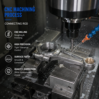 Usinage CNC d'acier allié 4340 pour bielles de moteur de moto anodisées, qui relient le piston et le vilebrequin.