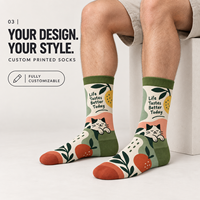 Chaussettes d'automne personnalisées OEM pour adultes - Polyester/Nylon/Coton/Bambou/Laine, résistantes aux déchirures, séchage rapide, impression numérique sans couture