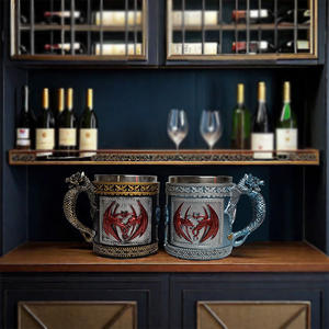 Grande Capacidade Dupla Camada de Aço Inoxidável Caneca Criativa Pirata Design Resina para Crânio Polyresin Copo de Água para Interior para Cerveja - Product Image 5