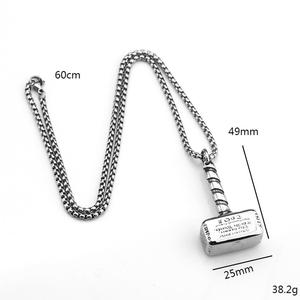Pendentif marteau de Thor Viking en acier inoxydable, collier pour hommes, cadeau, bijoux à la mode, design géométrique asymétrique - Product Image 5