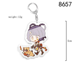 Llavero de acrílico con dijes de personajes de anime y videojuegos Genshin Impact: <span class=keywords><strong>Kunikuzushi</strong></span>, Morax, Kaeya, Xiao, Hu Tao, Tartaglia, insignia y colgante de dibujos animados - Product Image 6