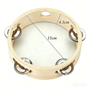 Cloche à main en bois personnalisée avec logo, 4/6 pouces (15 cm), pour mariage, mini tambourin, accessoires d'instruments <span class=keywords><strong>de</strong></span> <span class=keywords><strong>musique</strong></span> - Product Image 4