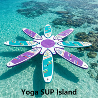 Planche de paddle gonflable Yoga Link pour entraînement en groupe avec plusieurs connecteurs en D, quai ISUP stable pour club