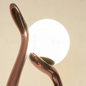 Moderna resina de fibra de vidrio en forma de bola Hugger escultura lámpara de pie iluminación interior para el hogar habitación comedor y cocina - Product Image 5