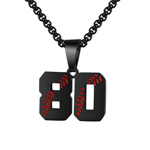 2024 personnalisé sport hip hop femmes hommes garçons breloques en acier inoxydable bijoux pendentif baseball numéro collier - Product Image 4