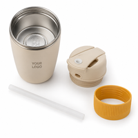 Mug de voyage isotherme en acier inoxydable à double paroi, 470 ml (16 oz), corps fin, anti-fuite, avec couvercle sans BPA, compatible eau bouillante
