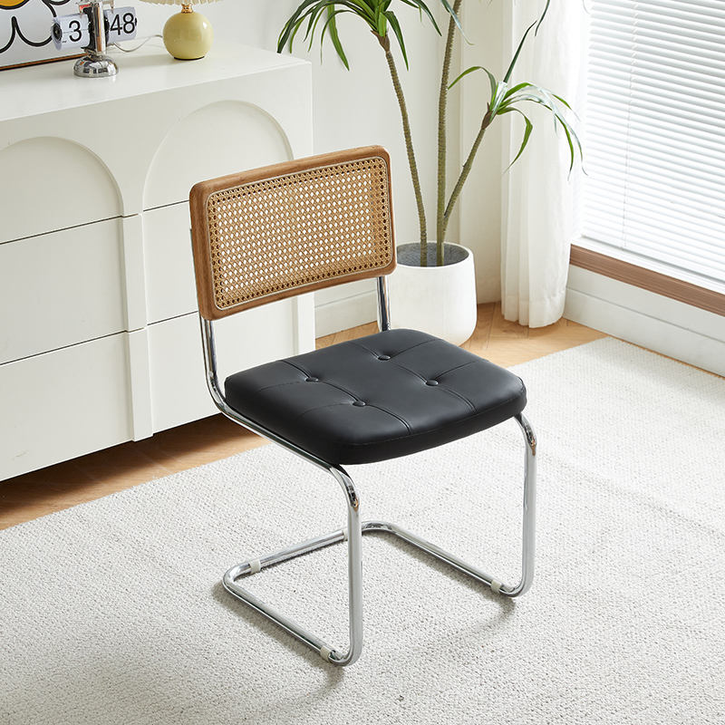 Wooden backrest black cushion