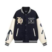 Veste bomber varsity à broderie personnalisée, trois couleurs, haute qualité, bleu marine, streetwear hip hop, vestes de baseball