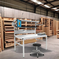 Table d'emballage en acier laminé à froid durable W1500mm avec pieds réglables Bodur Metal RAL7035 pour entrepôt, bancs de travail en bois et emballage