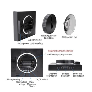 Waterproof IP65 Alarm <strong>Shower</strong> <strong>Timer</strong> Modern Electronic Bathroom <strong>Clock</strong> Suction Cups Wall-mounted Hygrometer Thermometer Desk <strong>Clock</strong> - Product Image 4