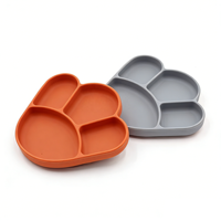 Assiette et cuillère à ventouse en silicone MP en forme de griffe, à motifs animaux, pour bébés, avec compartiments, pour une alimentation stable à domicile