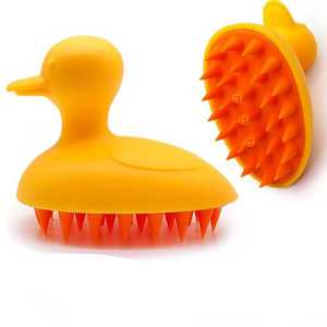 Custom Logo Soft Silicone Cute Yellow Duck Scalp <b>Brush</b> Dog Bath Shower <b>Brush</b> Wash Hair <b>Pet</b> Massager Shampoo <b>Brush</b> Bathroom - Product Image 1