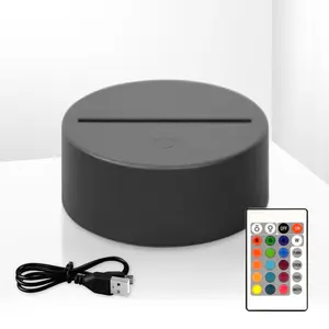 Dudukan Lampu Led 3d Akrilik ABS, Remote Control, Pemegang Lampu Led Malam 3d dengan Kabel Usb