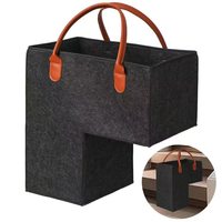Panier d'escalier rectangulaire en feutre avec poignées en cuir, écologique, durable, organisateur de rangement pour la maison, pour escaliers en bois