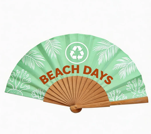 Abanico de mano plegable grande de bambú de 13 pulgadas, personalizado al por mayor, para eventos. - Product Image 3